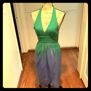 BCBGMaxarria Ombré tulip halter dress